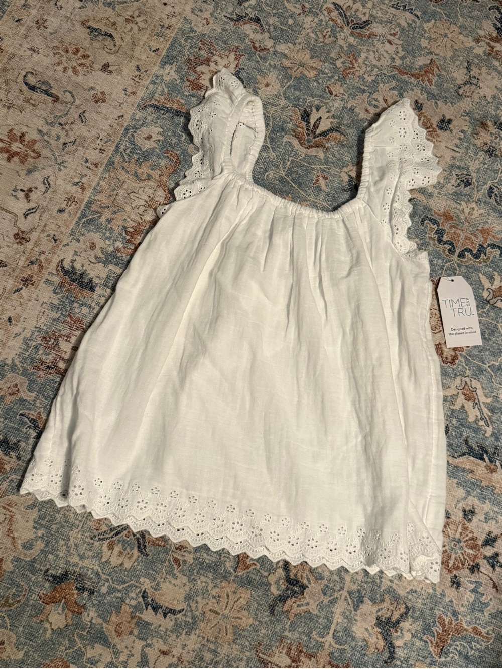 (4 for $20) TIME AND TRU White Eyelet Cotton Gauze Tank Top - S-NWT
